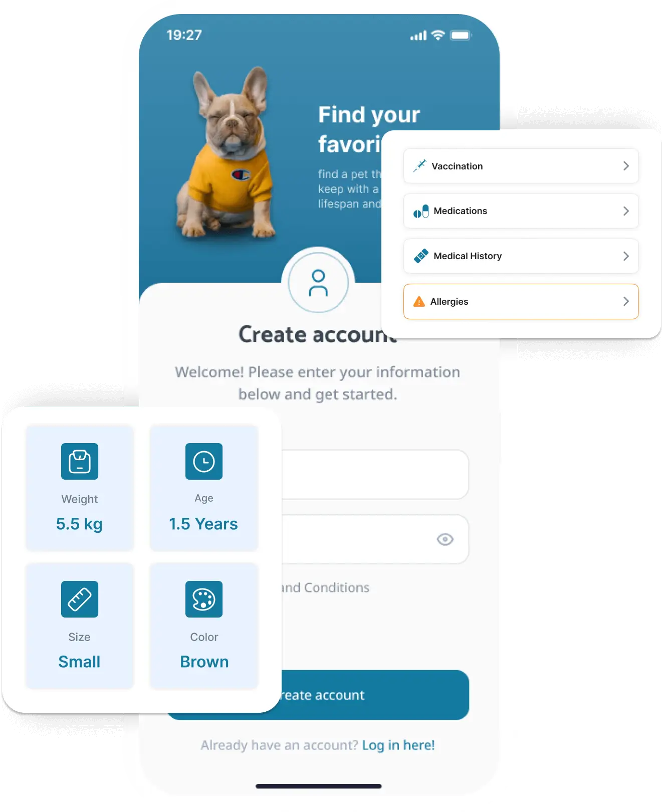 mobile pet care app Woofli dashboard